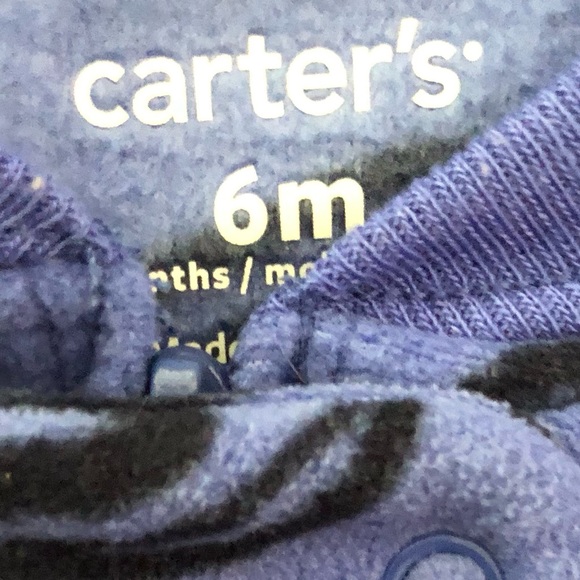 Carter's Baby Boy Sleep N' Play, full zipper fleece footie, size 6 months NWOT - Picture 2 of 3